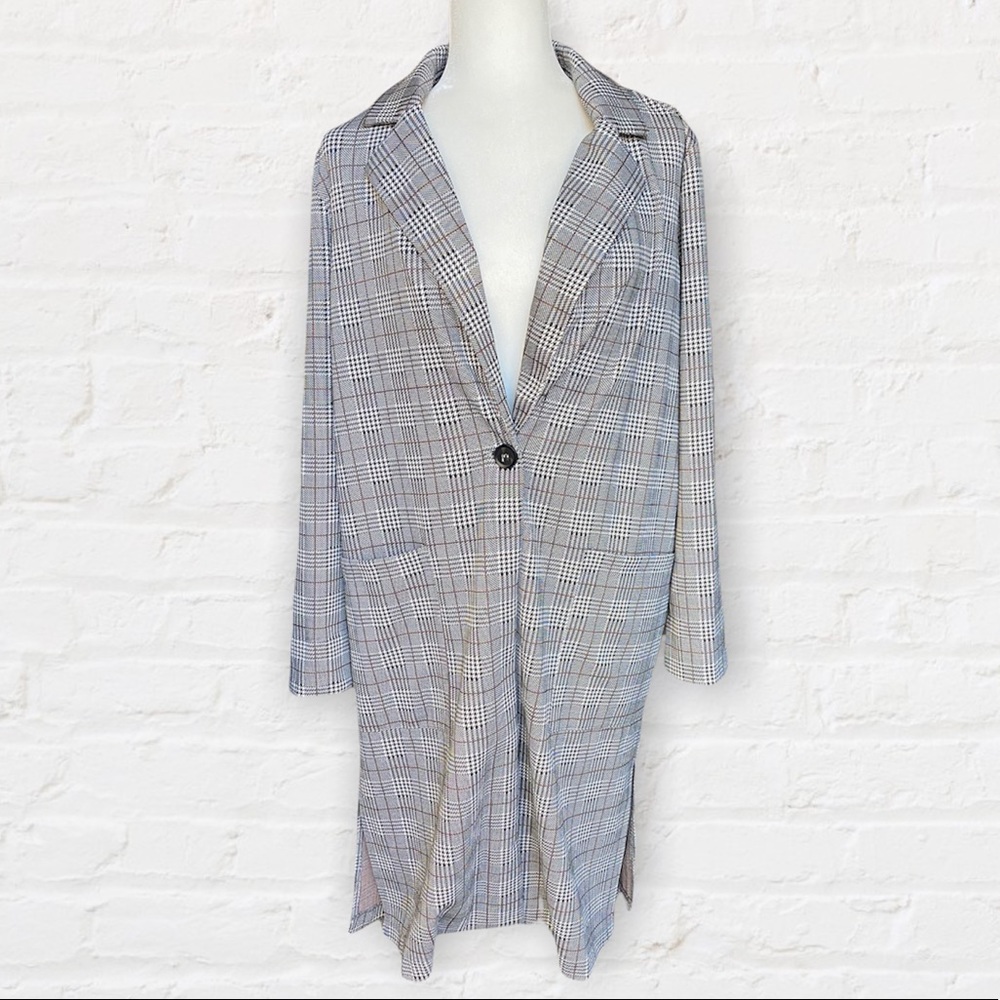 Hem & Thread Plaid Long Blazer Jacket - Picture 3 of 10